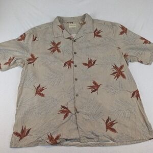 Joseph & Feiss Mens Silk Tropical Leaf Print Short Sleeve Button Up Shirt XXL